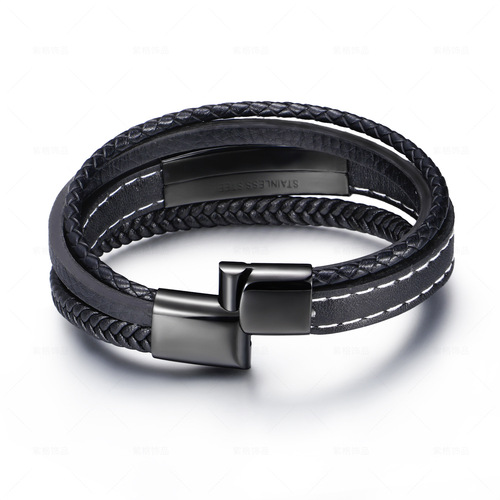 Cross-border E-commerce Original Handmade Rope Braided Stainless Steel Bracelet Men's Titanium Steel Bracelet Accessory