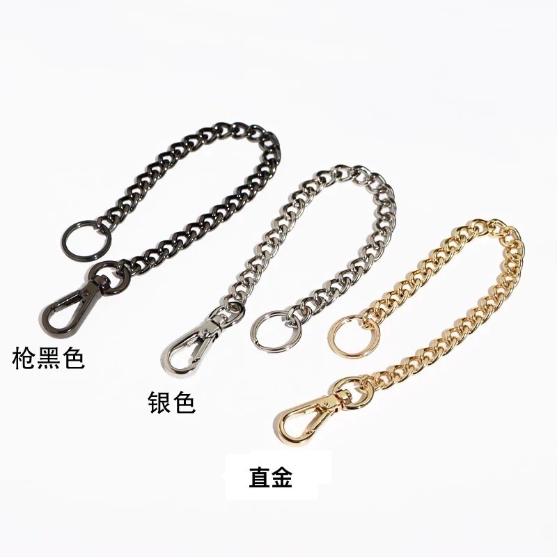 批发6mm包挂饰链配件挂件金属扣浅金双层圈布偶玩具链条毛球配链|undefined