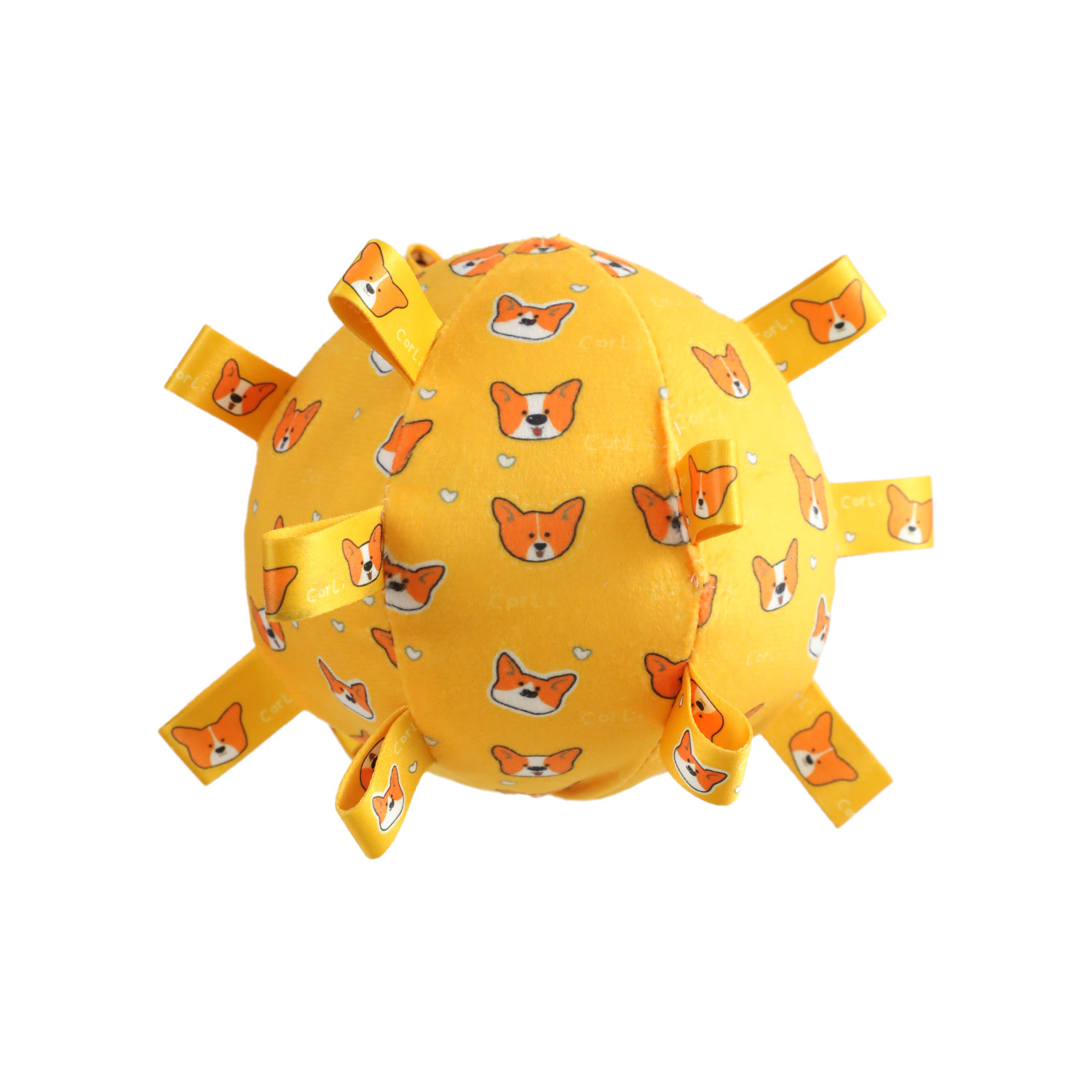 Algodón altamente elástico relleno de alta calidad impresión de cinta campana sonido resistente a morder perro de peluche juguete de entrenamiento