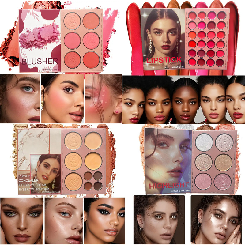 Paleta de Sombras y Rubor Tipo Libro, Efecto Mate, Multicolor, para Maquillaje Profesional