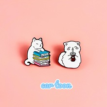 欧美趣味卡通猫俱乐部胸针可爱绿芽黑白咖啡猫领针包帽袋合金徽章