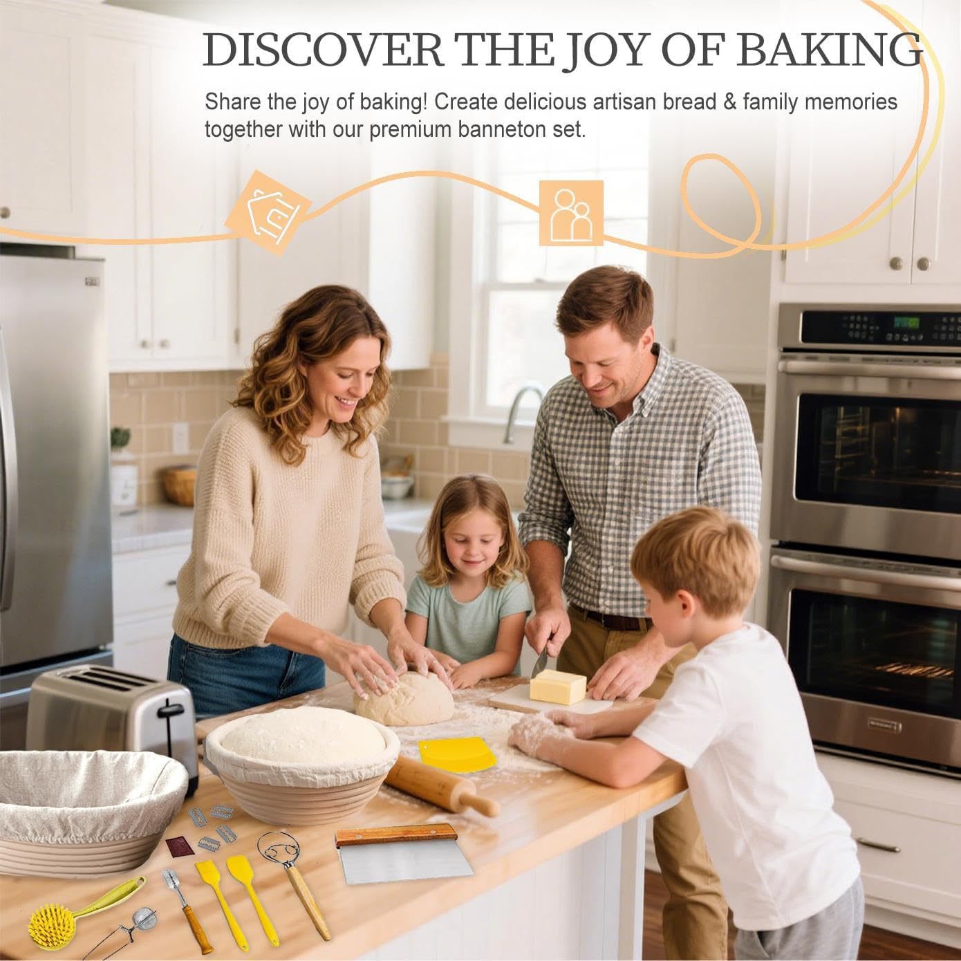 Cesta de fermentación de pan vietnamita indonesia caña hornearia conjunto de batería de masa raspador cepillo de silicona cesta de pan