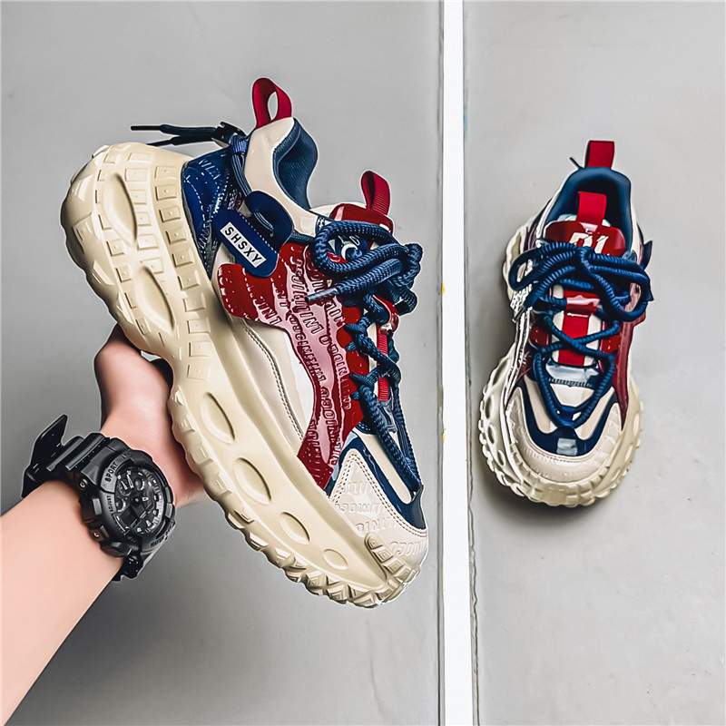 2025 cuatro temporadas en vivo zapatos de hombre de suela gruesa con ruedas de fondo zapatos deportivos de coco coreano zapatos casuales de moda estudiantil