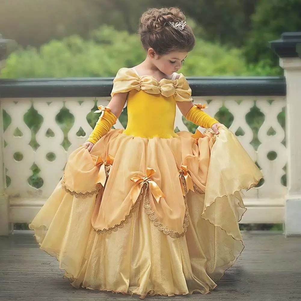 Платье для девочек Платье принцессы cos Принцесса Belle cosplay Юбка Хэллоуина Рождественское платье для девочек