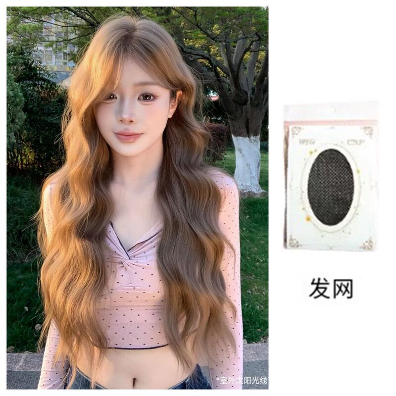 【スイートハートバービー】ウィッグ 女性用 リネンブラウン 前髪付き ロング巻き毛 ロリータ ネットセレブ フルヘッドウィッグ|undefined