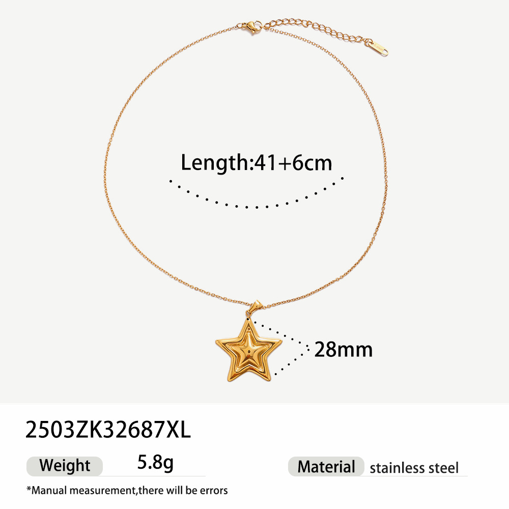 Taena collar de acero inoxidable europeo y americano para mujer colgante que no se desvanece 18k oro titanio acero cadena de clavícula ins joyería explosiva transfronteriza image 7