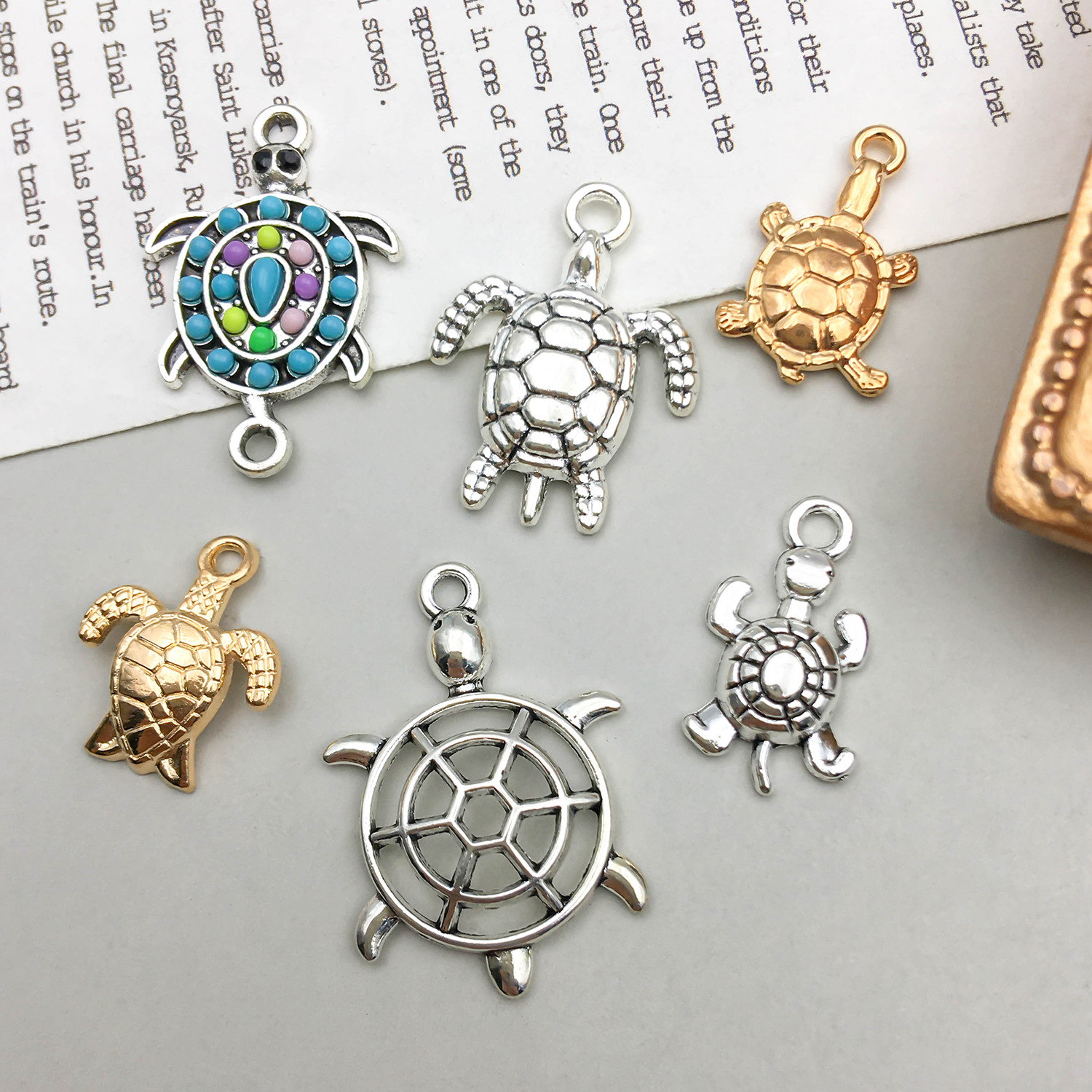 2g Weight Pendant Jewelry Making Type DIY Jewelry Accessories Classification 15 Models Per Model 1, 15/Bag Quantity Zinc alloy Material Printing Pattern Plating Design Hip-Hop, Retro Style 15 Models Per Model 1, 15/Bag Zinc Alloy Printing Pendant 5