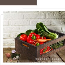 铁艺网镂空实木收纳置物筐啤酒水果蔬菜储物篮子厨房陈列食物木箱