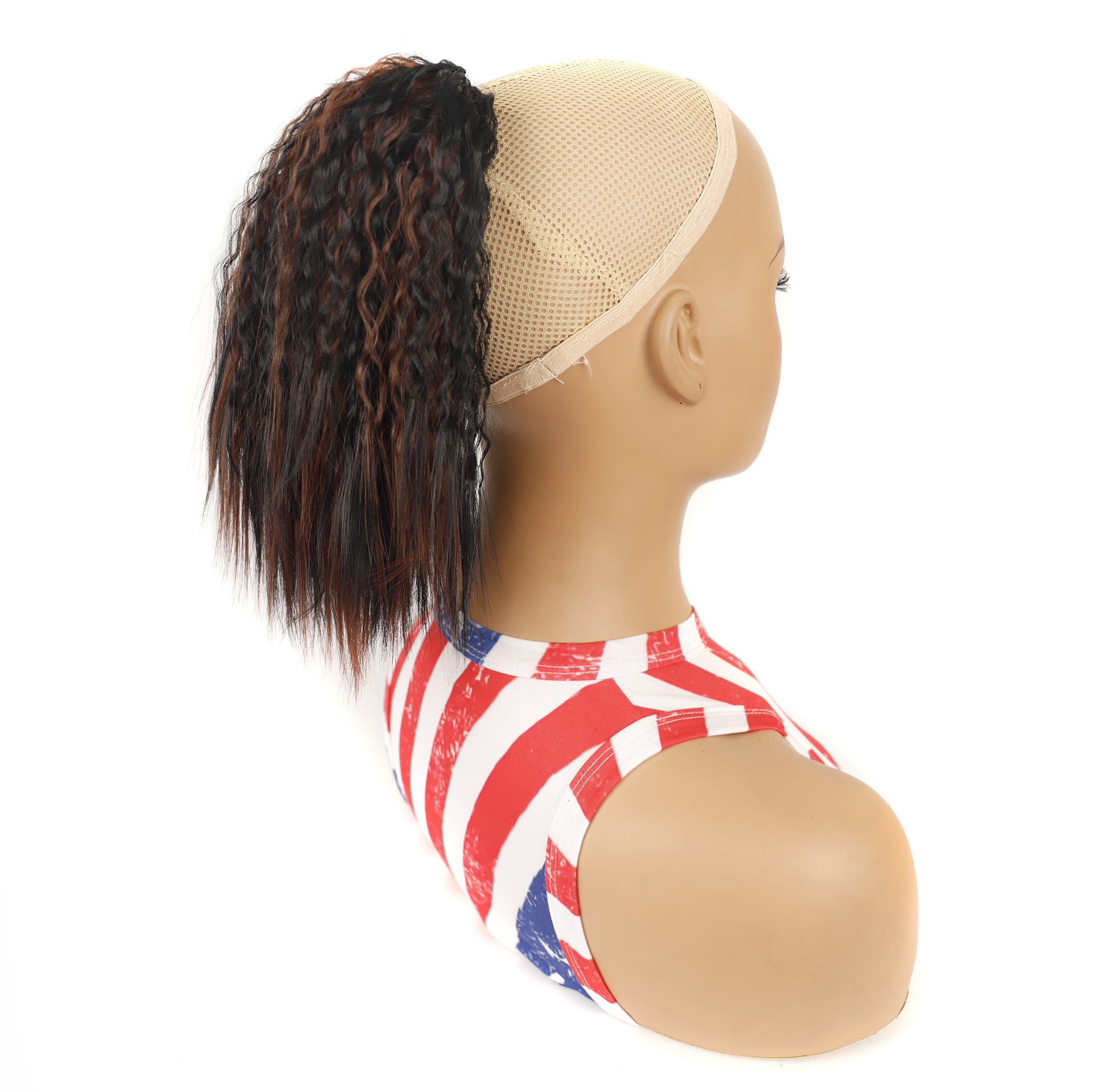 Wig ponytail, short fluffy corn perm wig ponytail, African women's drawstring short ponytail wholesale_voghion.com