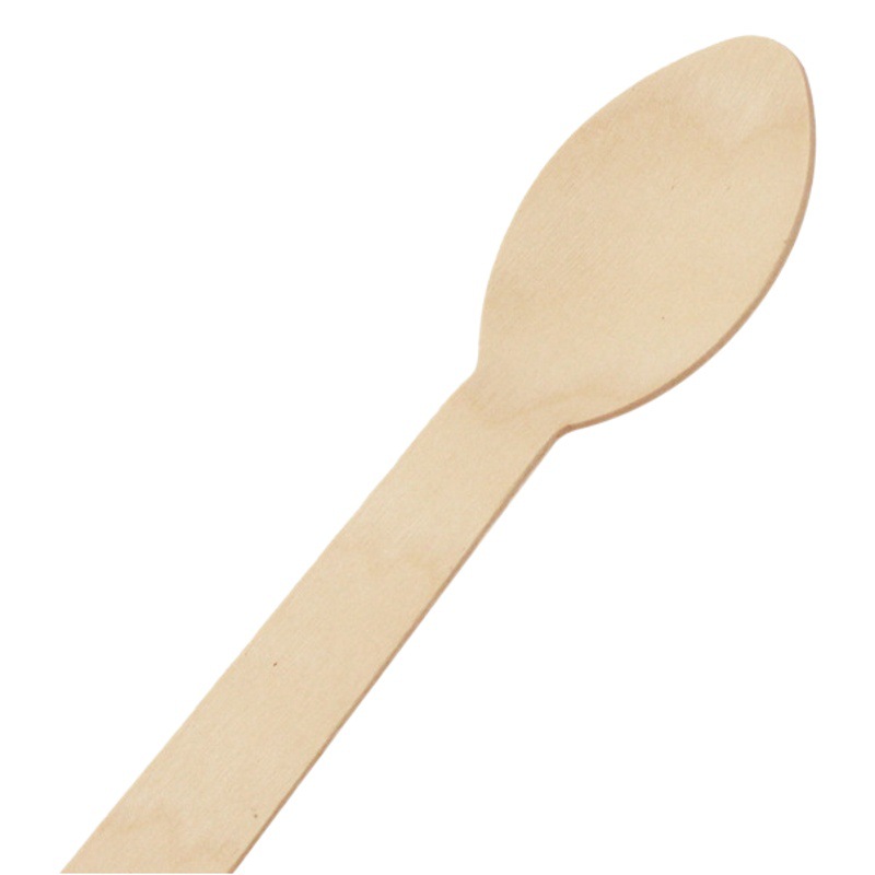 140mm cuchara de madera desechable a granel respetuoso con el medio ambiente cuchara de madera degradable comida occidental para llevar cuchara de fruta 100 piezas