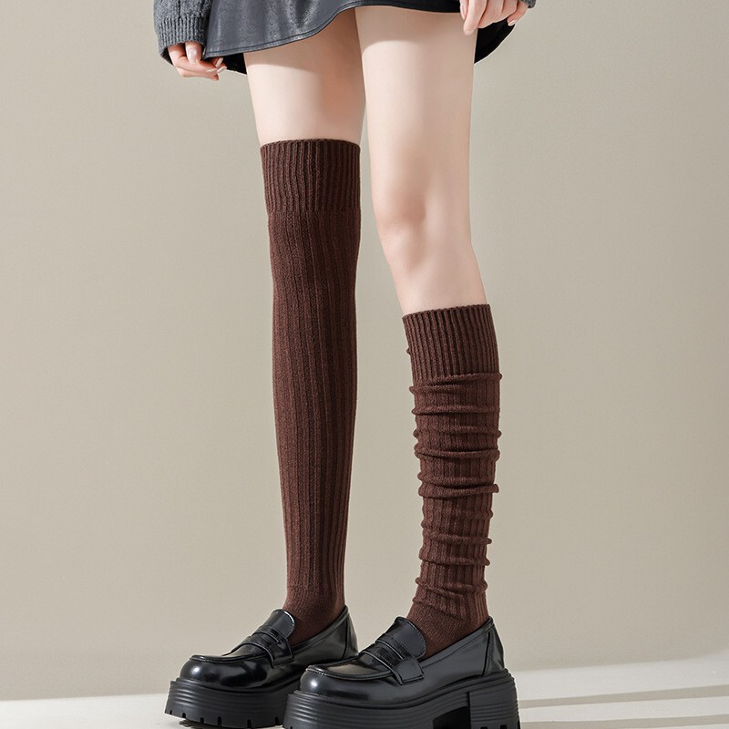 Autumn and Winter Imitation Cashmere Socks, Over-The-Knee Socks, High Socks, Catwalk Style Pile Socks, Pit Stripesd Long Socks, European Goods