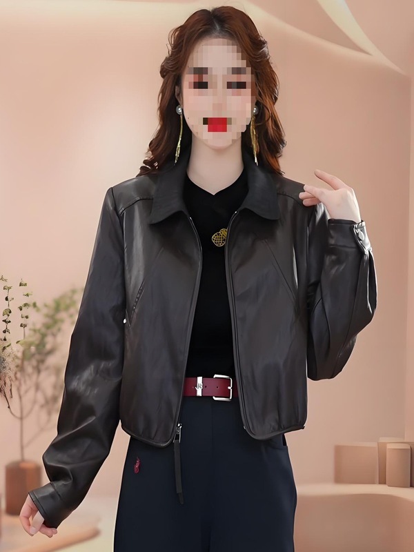 小个子气质短款皮衣外套女秋季新款巨好看撞色上衣气质百搭皮夹克|undefined