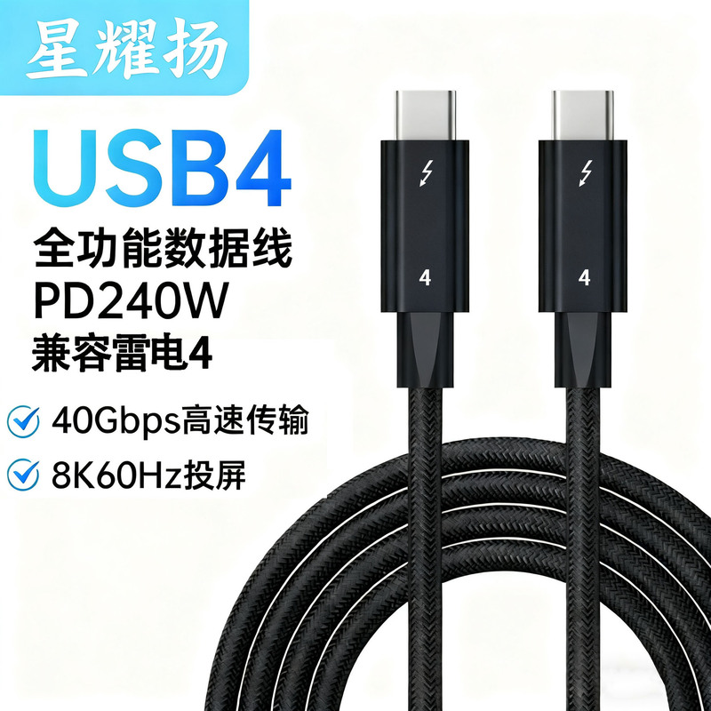 Usb4 Data Cable Typec40Gbs 8K 60Hzctoc Compatible with Thunderbolt 4 Pd240W Mobile Phone Charging Cable