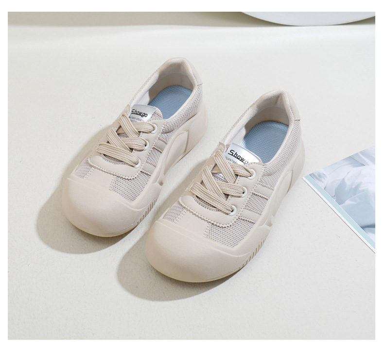 2024 verano nueva versión coreana ins blanco transpirable para mujeres, zapatos de tabla casuales de caña baja, zapatos de bizcocho de suela gruesa_voghion.com