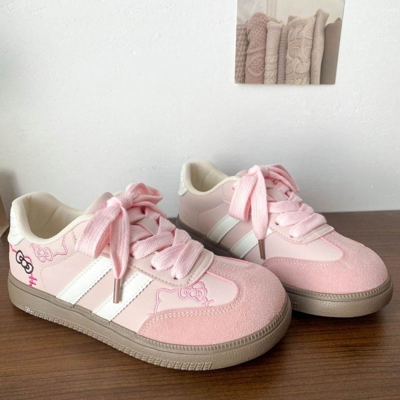 lindo KT gato bordado zapatos de entrenamiento de mujeres 2025 nuevo nicho casual chic zapatos de skate muñeca zapatos blancos pequeñas mujeres