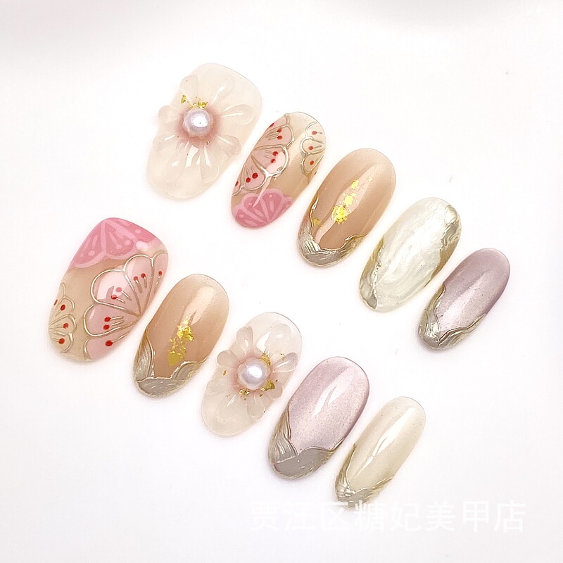 Spring, Summer, Autumn and Winter Magic Mirror Powder Three-Dimensional French Manicure, Handmade Wearable Nails, Gradient Short Almond-Shaped Nails Spring, Summer, Autumn and Winter Magic Mirror Powder Three-Dimensional French Manicure, Handmade Wearable Nails, Gradient Short Almond-Shaped Nails