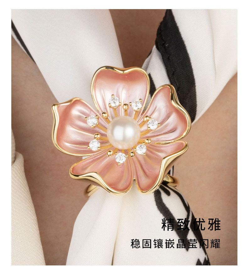 法式复古山CHA花丝巾扣时尚优雅花朵方巾扣新品爆款