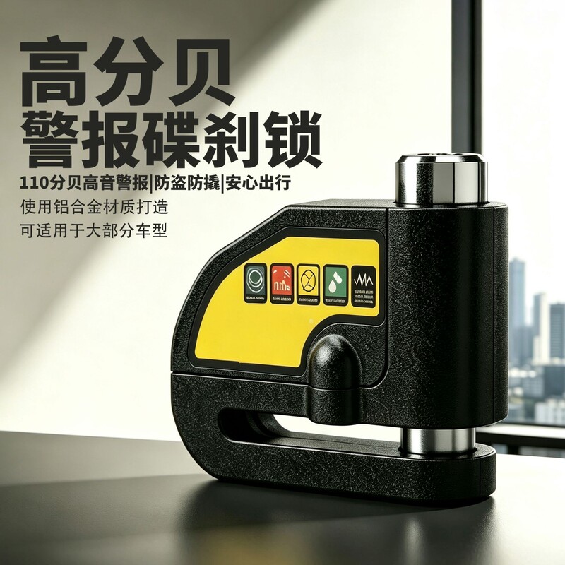 Disc Brake Lock for Motorcycles, Electric Vehicles, and Bicycles with High-Decibel Alarm, Keyless Press Disc Brake Lock