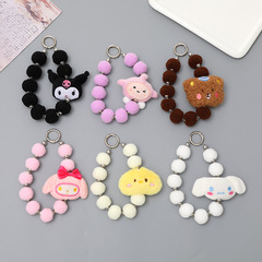 Yiluan New Kuromi Plush Bead Pendant Phone Case Keychain Lanyard Anti-Slip Phone String Ornament