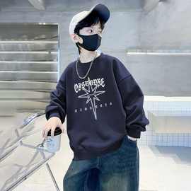 男童卫衣长袖秋装卡通圆领新款帅气中大童春秋季韩版男孩上衣潮