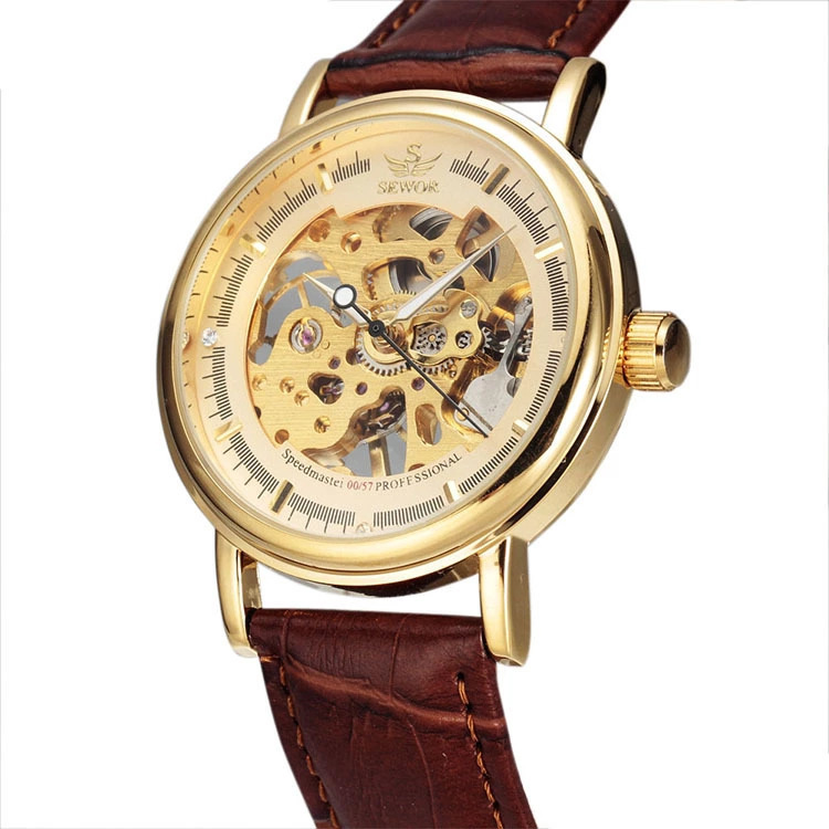 SEWOR hombres transfronterizos de comercio electrónico hueco-out reloj mecánico casual Correa transparente reloj de una sola pieza entrega 025