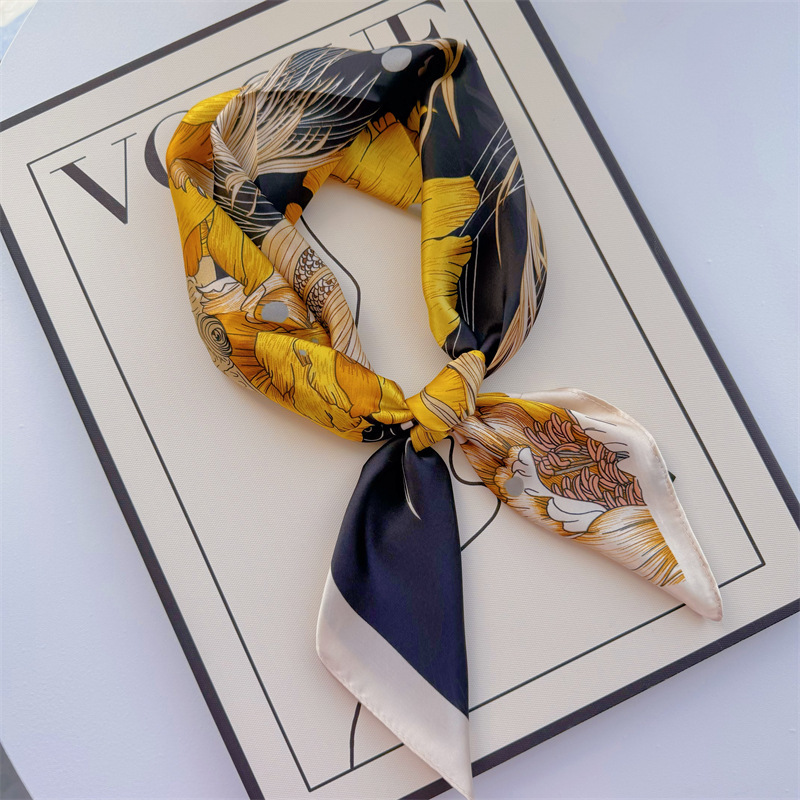 Bufandas de seda para mujeres primavera y otoño bufandas de moda para mujeres bufandas de cuello para maestros y empleados regalos de impresión de lujo ligero