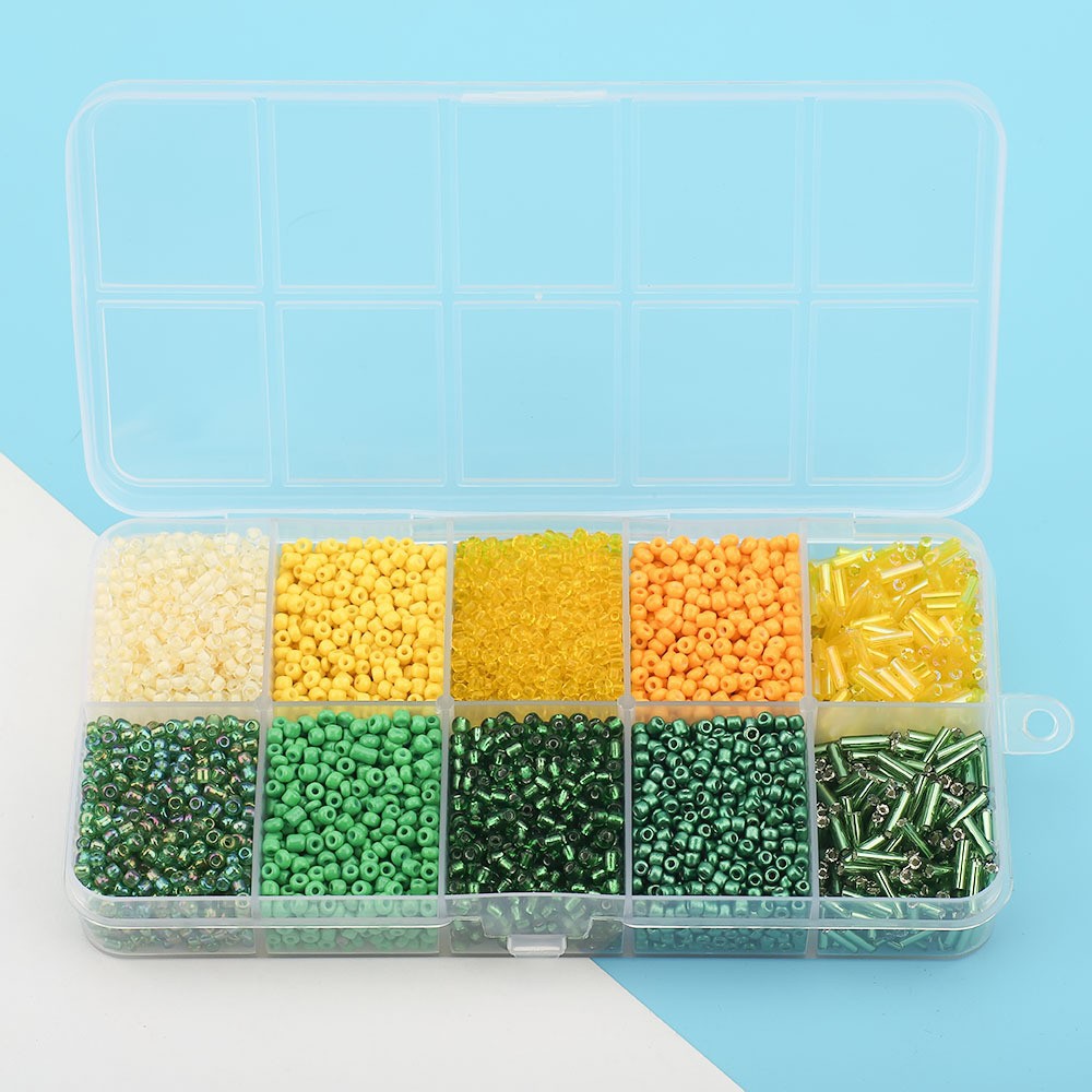 Cuentas de arroz 10 cuadrícula multicolor caja clásica de cuentas sueltas sequinilla pulsera pendientes DIY accesorios joyería al por mayor