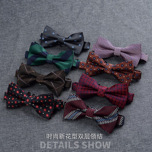Men's Suit Bow Tie Retro New Color Matching Striped wine red Wedding Korean Style British Bow Dress Accessories