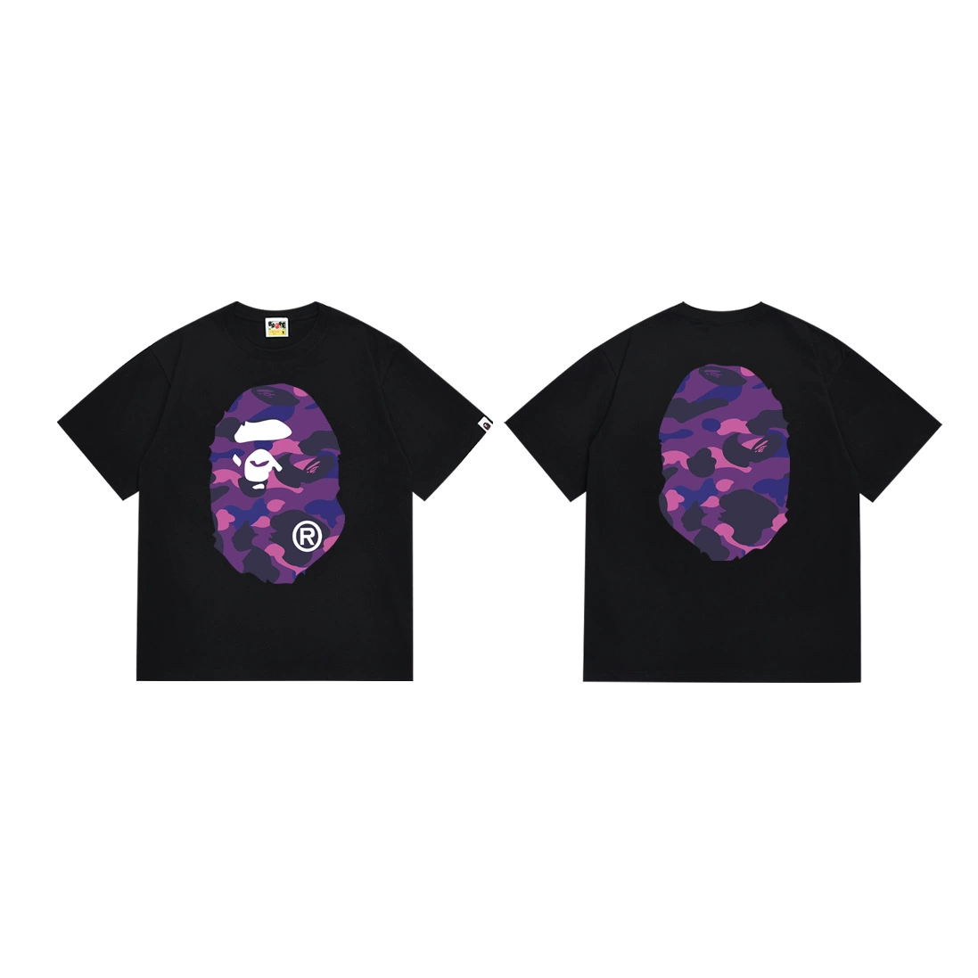 Короткая футболка повседневная с коротким рукавом (BAPE) двойной пряжи унисекс, разноцветная и размеры S–XXL