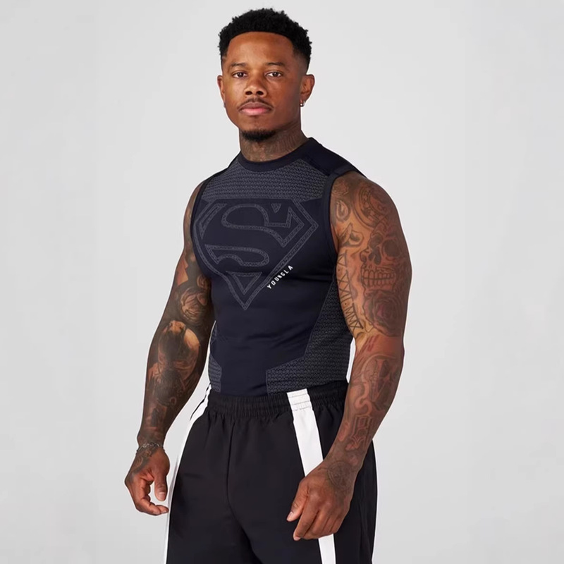 Youngla New Fitness Clothing Coach Sports T-Shirt Tights Men's High-Elastic Training Clothing Fitness Vest