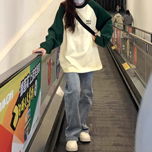 长袖T恤女大童春秋2025新款初中高中学生宽松休闲打底衫上衣