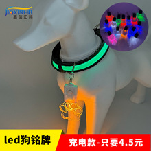 JiaxinHB新款Type C充电狗牌LED炫彩灯发光宠物狗铭牌宠物吊坠