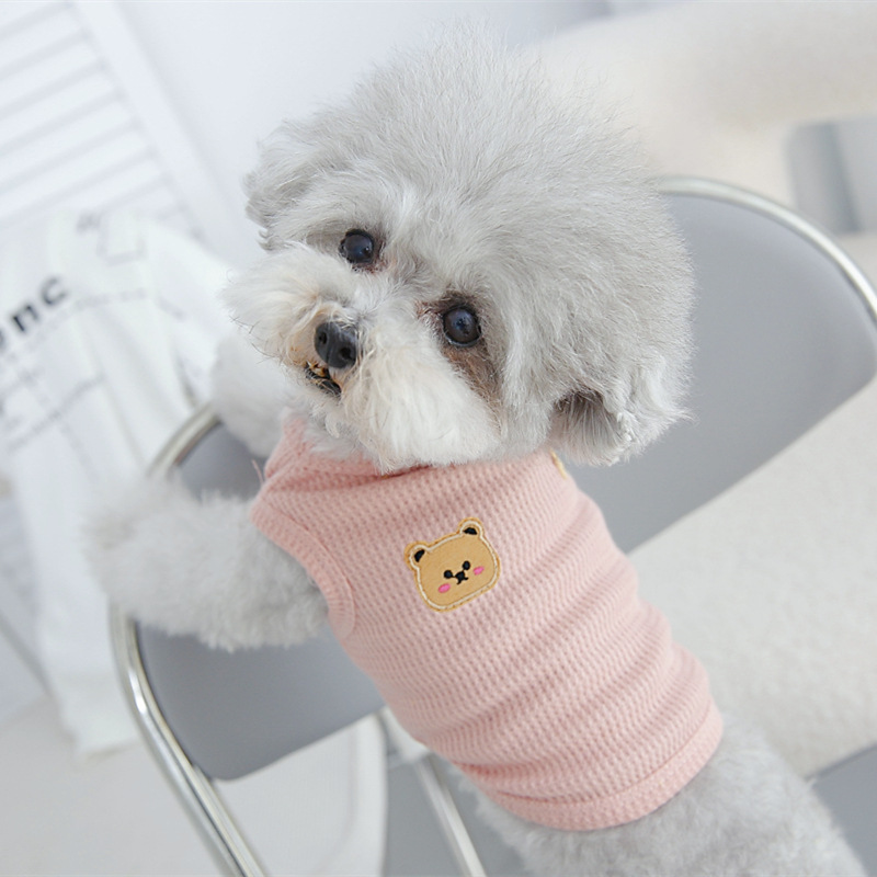 강아지 옷 와플 원단 곰돌이 조끼 베스트 사계절 반려견 데일리 의류