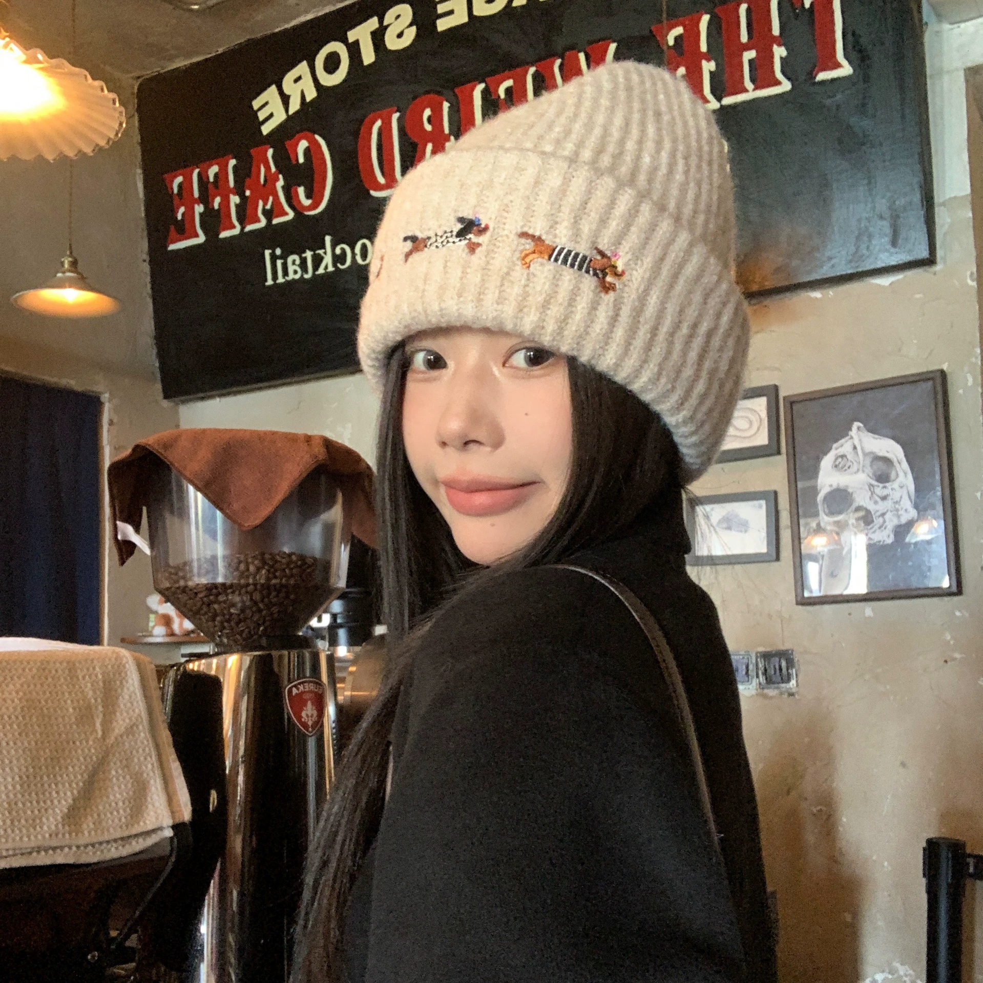 Cute hat, scarf, universal set, with embroidery