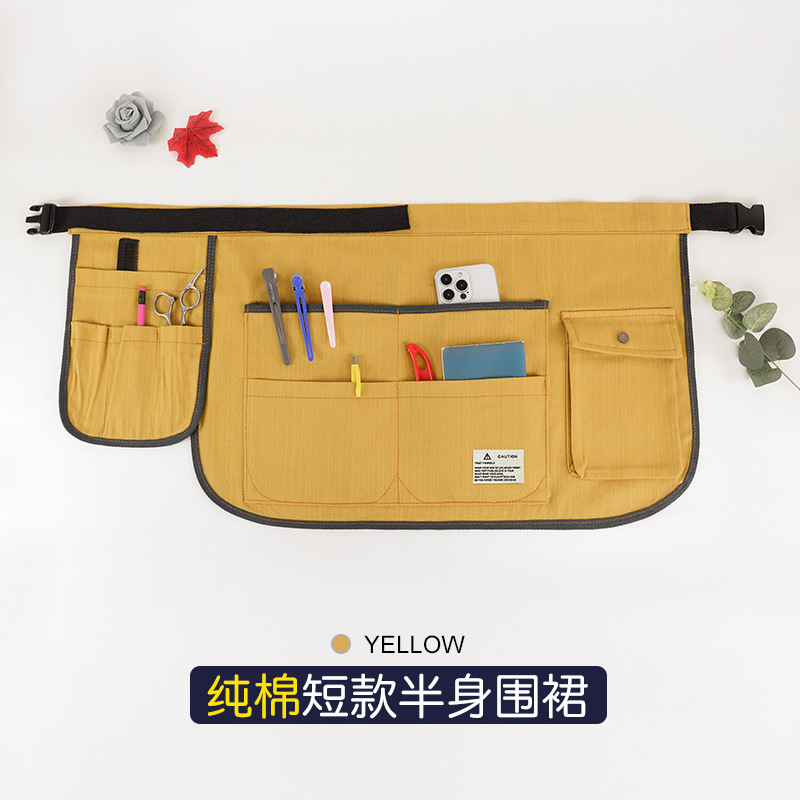 Transfronterizo Amazon lona delantal corto multibolsillo café ropa de trabajo jardinería delantal logo personalizado