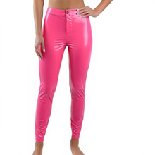 跨境欧美女装 春夏新款速卖通爆款镜面PU皮裤紧身包臀女士长裤子