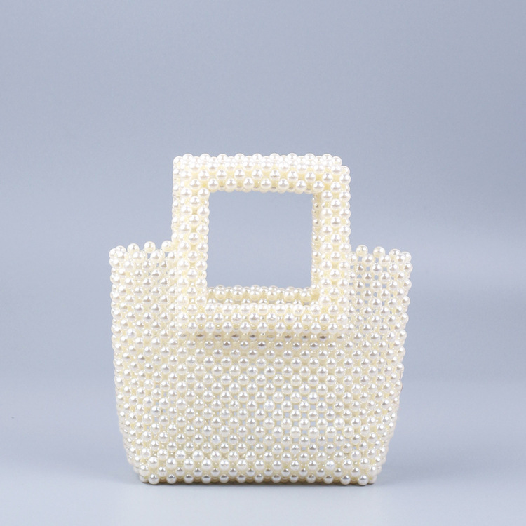 Factory wholesale New Products spot imitation pearls hand woven large capacity square handbag fashion all-match ladies bag