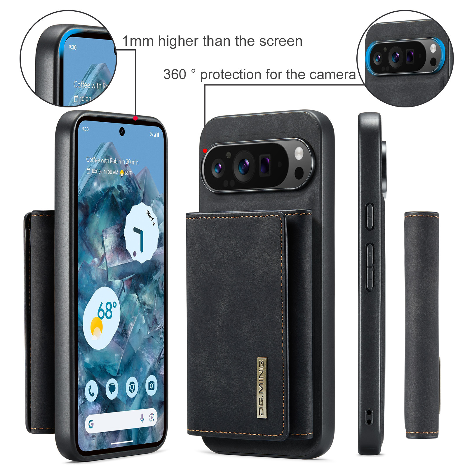 M1 per Google Pixel 9 Custodia a portafoglio magnetica Pixel 9 Pro XL Custodia per telefono con magnete diviso_voghion.com