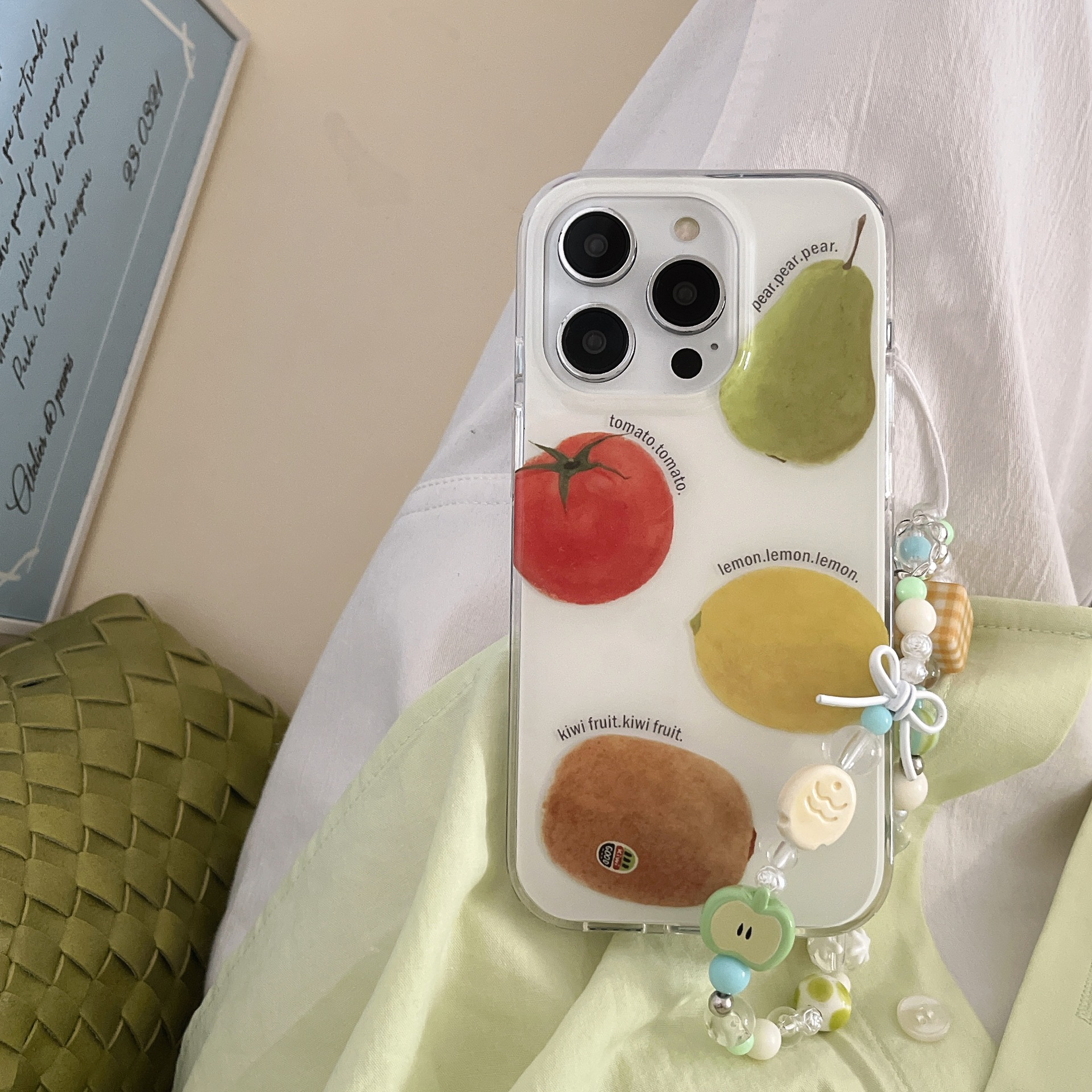 Colección de hilo creativo Frutas Apto Apple 15ProMax Funda para teléfono 16Pro Pulsera 14/13 Pareja 16PM