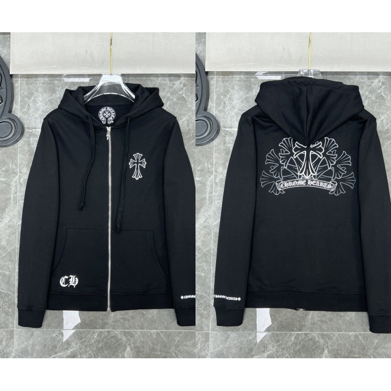 Chrome Heart Hoodie 克罗伈十字架连帽卫衣跨境宽松男女拉链帽衫|undefined