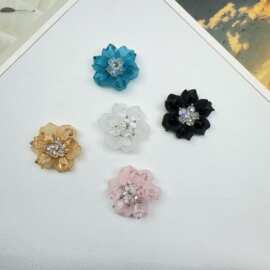 编织甜美亚克力水晶花朵 diy包包耳钉鞋花发簪胸花收纳盒装饰批发