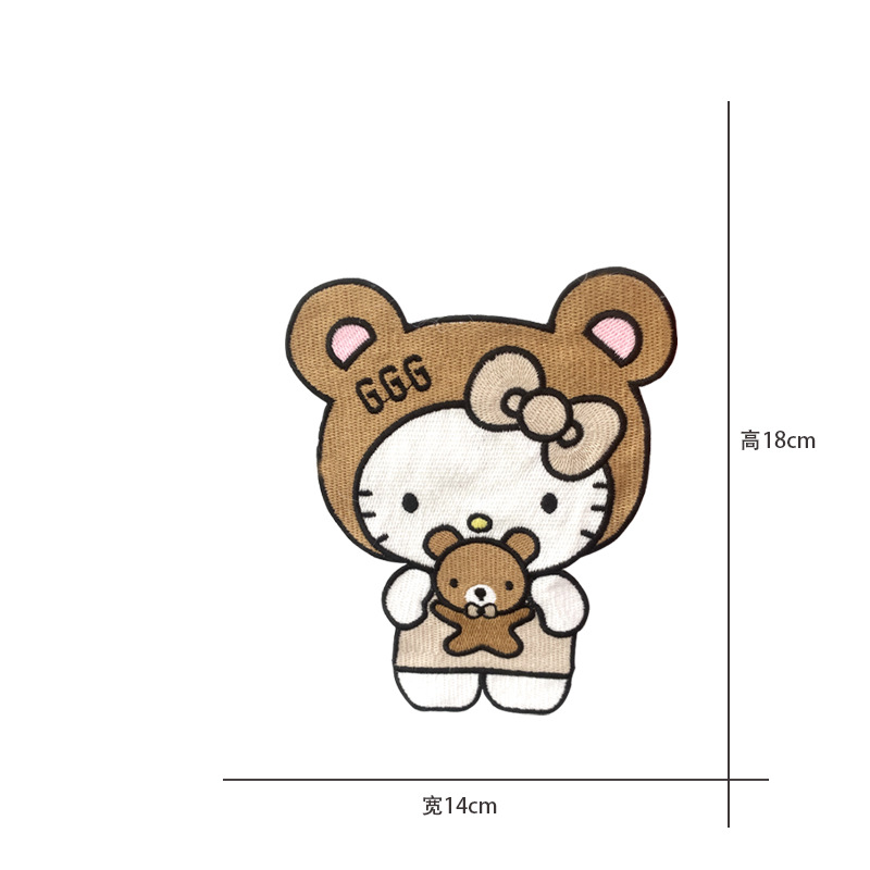 Cartoon al por mayor bordado por computadora kt pegatinas de tela de gato Sanliogou diy pegatinas de parche tejido cesta de ropa adorno accesorios pegatinas