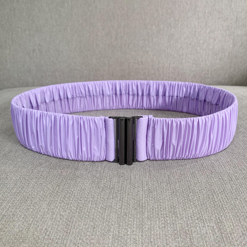 Nuevo cinturón elástico brillante de tela plisado cintura elástica sello ancho de las mujeres todo partido con cintura para adelgazar