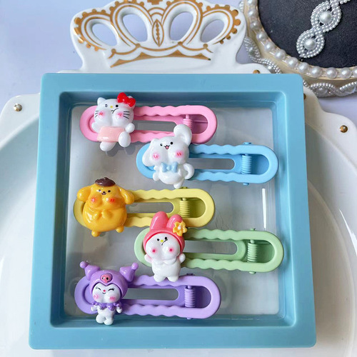 New cartoon invisible metal hair clip set for children, frizzy hair clips candy U-shaped clips, hair-friendly, girl bangs clips