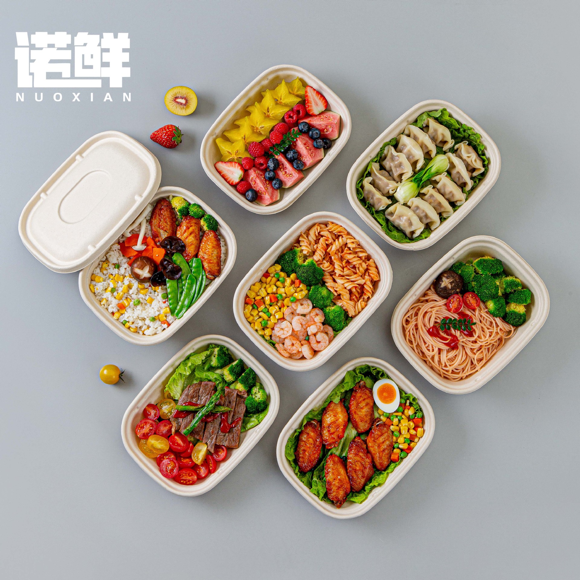 Caja de comedor de pulpa desechable Caja de ensalada Caja de sushi para llevar Caja de embalaje Caja de almuerzo de reducción de grasa Caja de comida ligera Caja de almuerzo de degradación completa