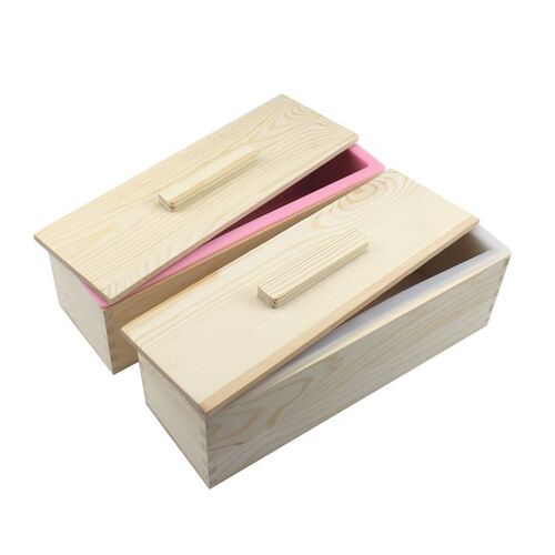1200g Silicone Rectangular DIY Soap Mold with Wooden Box and Lid High Quality Easy to Demold Non-staining