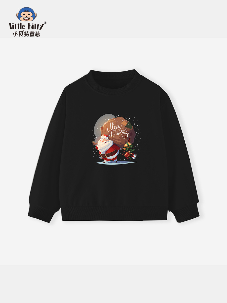 Cross-Border Supply 25 Years Autumn Children's Crew Neck Sweatshirt Fashion Christmas Knitted Print Toddler Sweatshirt Clothing