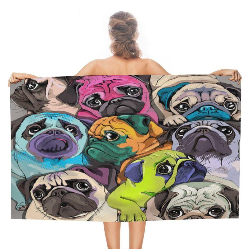 Beach Towel Super Large Color Beijing Dog Cute Dog Hand Bath Towel Swimming Pool Towel Microfiber Absorbent Sand-free Towel