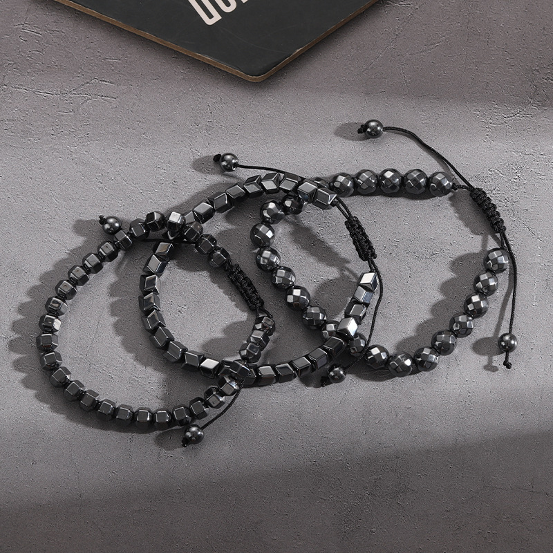 250g Weight Hematite Pendant Material Drawstring Bracelets Classification rope, Hematite Chain Material Beaded Chain, Woven Chain Chain Type Daily, Street Occasion black gallstone Material Geometric Pattern All Seasons Season Men's Gender Streetwear Style Streetwear Geometric Black Gallstone Men's Drawstring Bracelets Men Beaded Bracelets 1