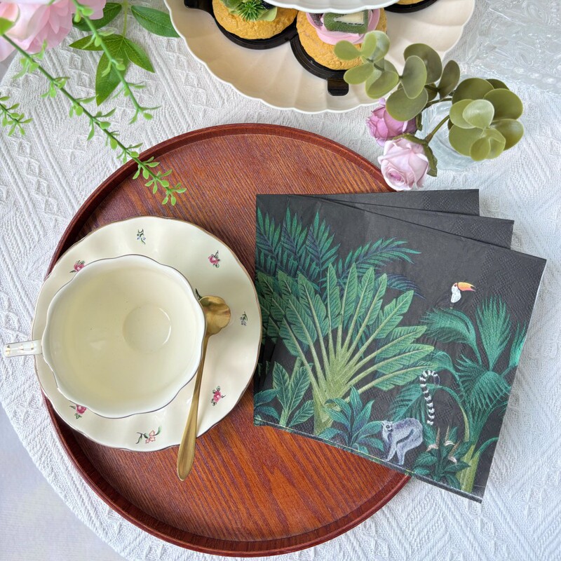 20 Pieces of Export Export Black Flamingo Printed Party Napkins Restaurant Party Table Decoration Napkins 33cm